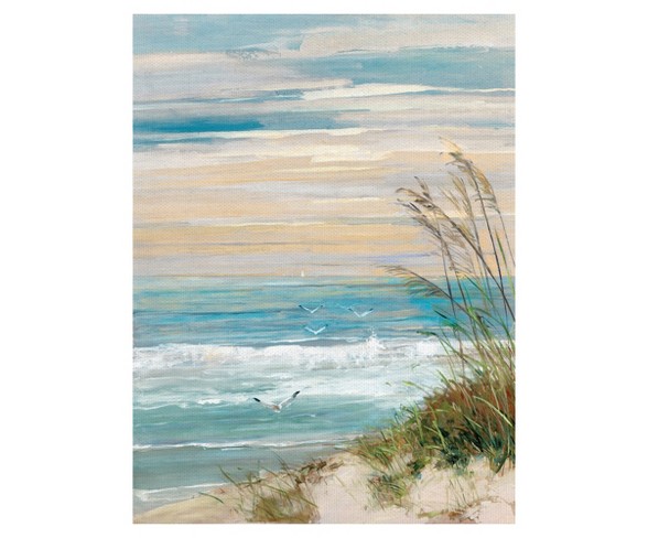30"x40" Beach At Dusk By Sally Swatland Art On Canvas - Fine Art Canvas