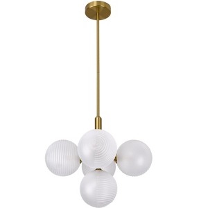 PAKOKULA 5-Light Modern Gold Cluster Bubble Chandelier with Globe Frosted Glass Shades - 1 of 4
