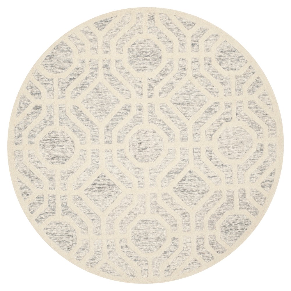 Light Gray/Ivory Geometric Tufted Round Area Rug - (6' Round) - Safavieh