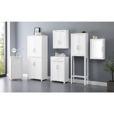 Sleek White Adjustable Over-the-Toilet Storage Cabinet