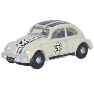 Volkswagen Beetle #53 Beige with Stripes and Black Top 1/148 (N) Scale Diecast Model Car by Oxford Diecast - 1 of 1