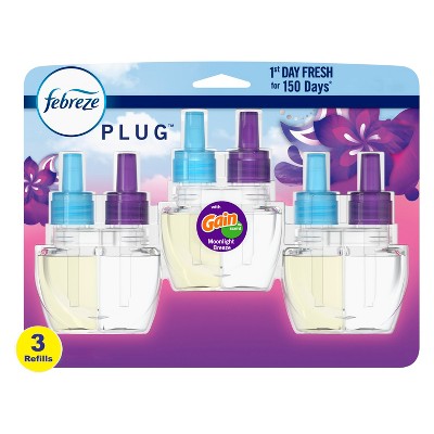 Febreze Odor-Eliminating Fade Defy PLUG Air Freshener Gain Moonlight Breeze, .87 fl. oz. Oil Refill, 3 Count
