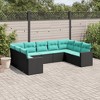 vidaXL 9-Piece Black Poly Rattan Patio Sofa Set with Cushions - Modular Outdoor Furniture Set, UV-Resistant Garden Lounge Set for Backyard/Terrace - 2 of 4