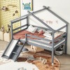 Whisen Twin Low Loft House Bed with Slide, Ladder, Safety Guardrails, House Roof Frame - 3 of 4