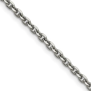 Black Bow Jewelry 3.4mm Stainless Steel Polished Cable Chain Necklace - 1 of 4