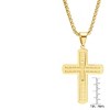 Steeltime 24" 18k gold plated stainless steel Greek key inlay cross pendant - 3 of 4