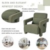 Modern Green Accent Chair with Right-Angle Armrests and Wood Block Legs for Living Room Bedroom or Study-Maison Boucle - 4 of 4