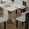 5-Piece Dining Set with 6 Velvet Chairs, Built-in Side Storage Racks and Transparent Glass Cabinets - 4 of 4