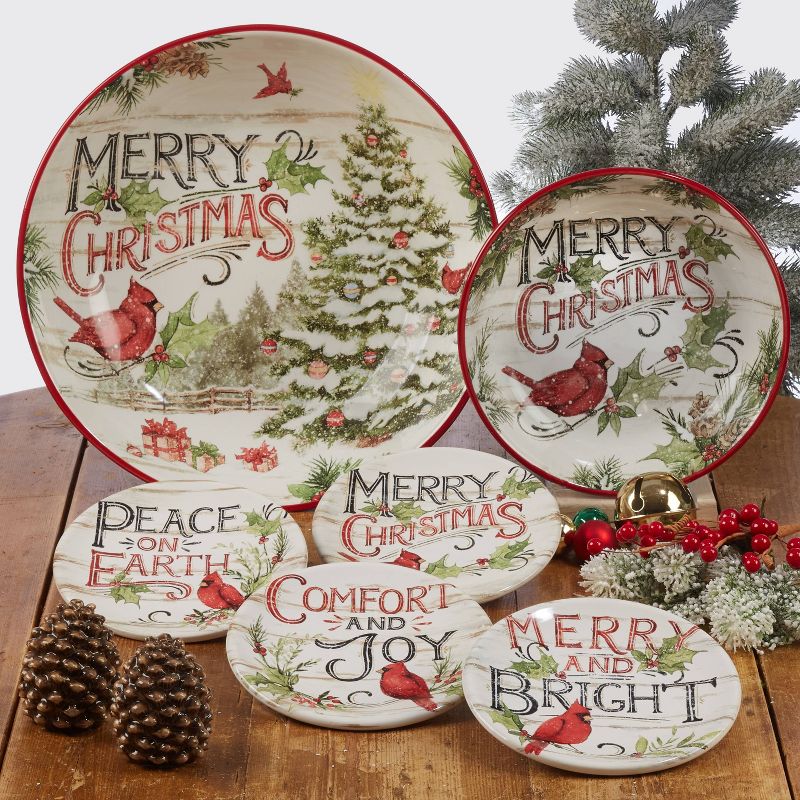 6&#34; 4pk Earthenware Evergreen Christmas Canape Plates - Certified International, 2 of 4