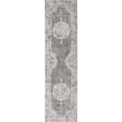 Rosalia Gray and Dark Gray Synthetic 2'3" x 10' Runner Rug