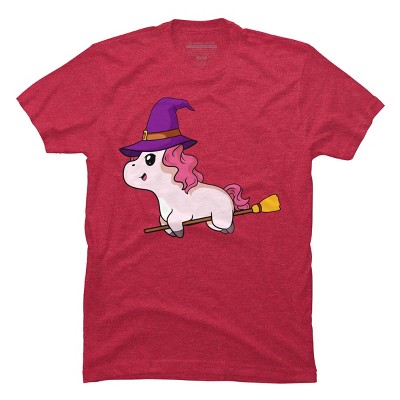Men's Design By Humans Witch Unicorn Halloween T Shirt By thebeardstudio T-Shirt