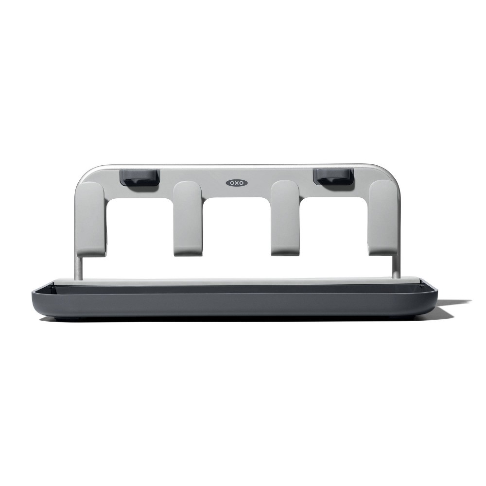 OXO Water Bottle Drying Rack: Freestanding Plastic Kitchen Rack for Baby Bottles, Hand Wash, Gray, 12.2" Width