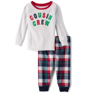 The Children's Place Toddler Christmas Long Raglan Sleeve Cousin Crew Snug Fit Cotton And Microfleece Pajamas - 1 of 4