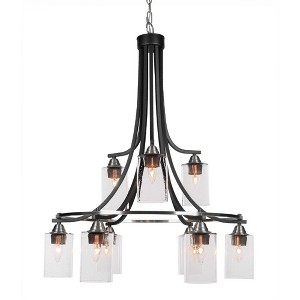 Toltec Lighting Paramount 9 - Light Chandelier in  Matte Black/Brushed Nickel with 4" Clear Bubble Shade - 1 of 1