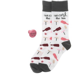 Pavilion Gift Company - Uncork The Fun - Cotton Blend Socks with Silicone Bottle Stopper - Socks - 1 of 4