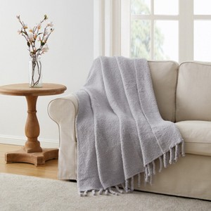 Kate Aurora Ultra Soft & Plush Miranda Gray Fringed Accent Throw Blanket - 50 in. W x 60 in. L - 1 of 4