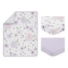 Sweet Jojo Designs Girl Baby Mini Crib Bedding Set - Watercolor Floral Purple Pink and Grey 3pc - image 2 of 4