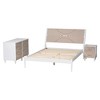 Baxton Studio Queen 3pc Louetta Carved Contrasting Bedroom Set White/Natural Brown - 3 of 4