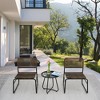 3 Piece Patio Furniture Set, PE Rattan Steel Frame And Modern Round Coffee Table, Brown+Black 4A - ModernLuxe - 2 of 4