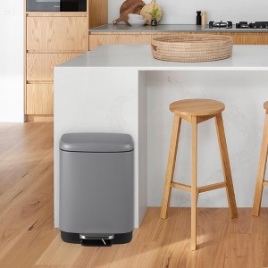 12L Bathroom Trash Can with Lid, Stainless Steel Kitchen Trash Can with Odor-Protective Lid | Hands-Free, with Foot Pedal and Trash Bag Ring - 1 of 4