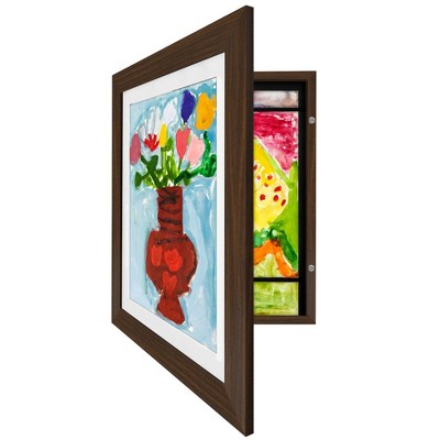 Americanflat Kids Art Frame 10x12.5 inches with 8.5x11 inches Mat - Composite Wood And Glass - Holds 100 Artworks