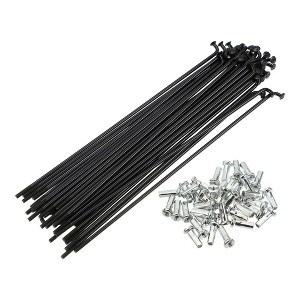 Unique Bargains 14G J Bend Bike Bicycle Spokes With Nipples Steel Black 40 Pcs - 1 of 4