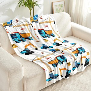 Christmas Construction Truck Blanket Boys Excavator Plush Throw Blanket for Bed Couch Sofa Decor Blankets Gifts. - 1 of 4