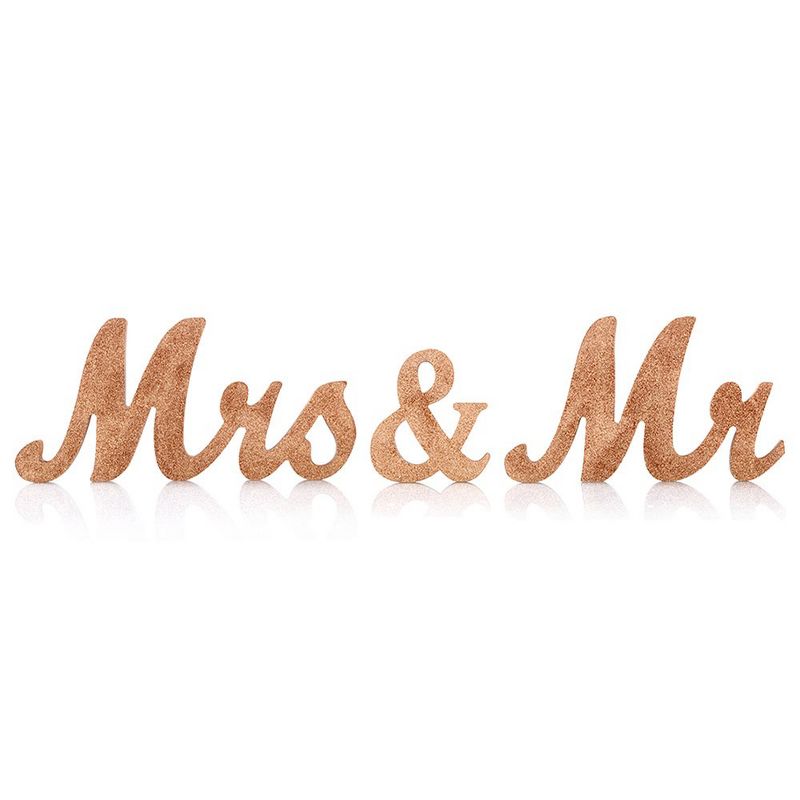 Mr and Mrs Signs Wedding Sweetheart Table Decorations, Wooden Freestanding Letters (Rose Gold) - L, 3 of 6