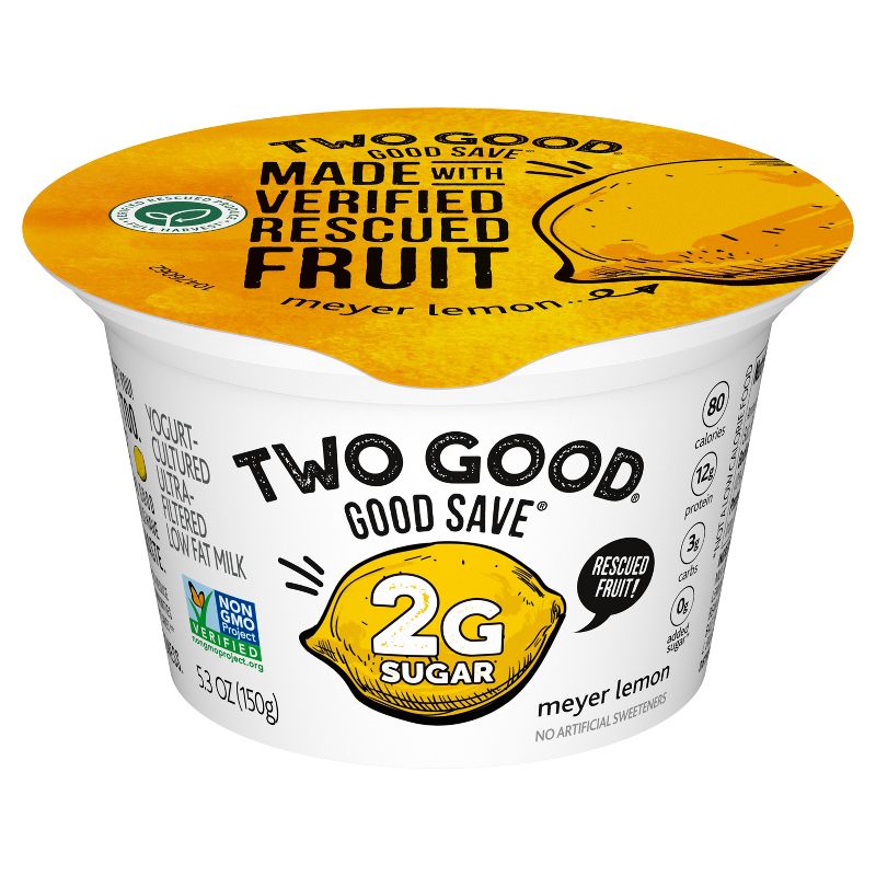 Two Good Good Save Low Fat Lower Sugar Meyer Lemon Greek Yogurt - 5.3oz Cup, 3 of 22