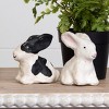 Transpac Mini Paper Mache Bunnies Set of 2 Home Decorations Easter - 2 of 2
