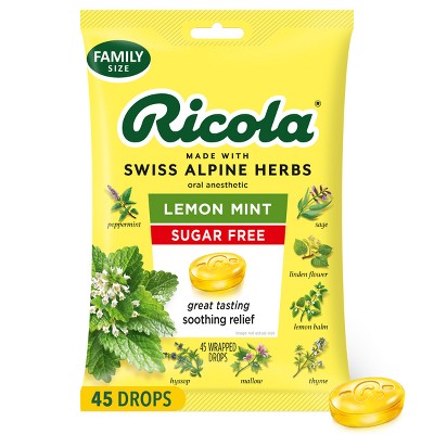 Ricola Throat Drops - Sugar Free Lemon Mint - 45ct