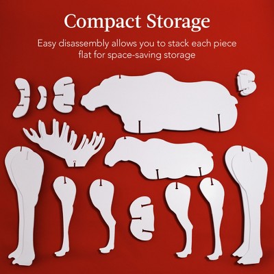 White PVC Moose Family Silhouette Christmas Yard Decor with Ground Stakes