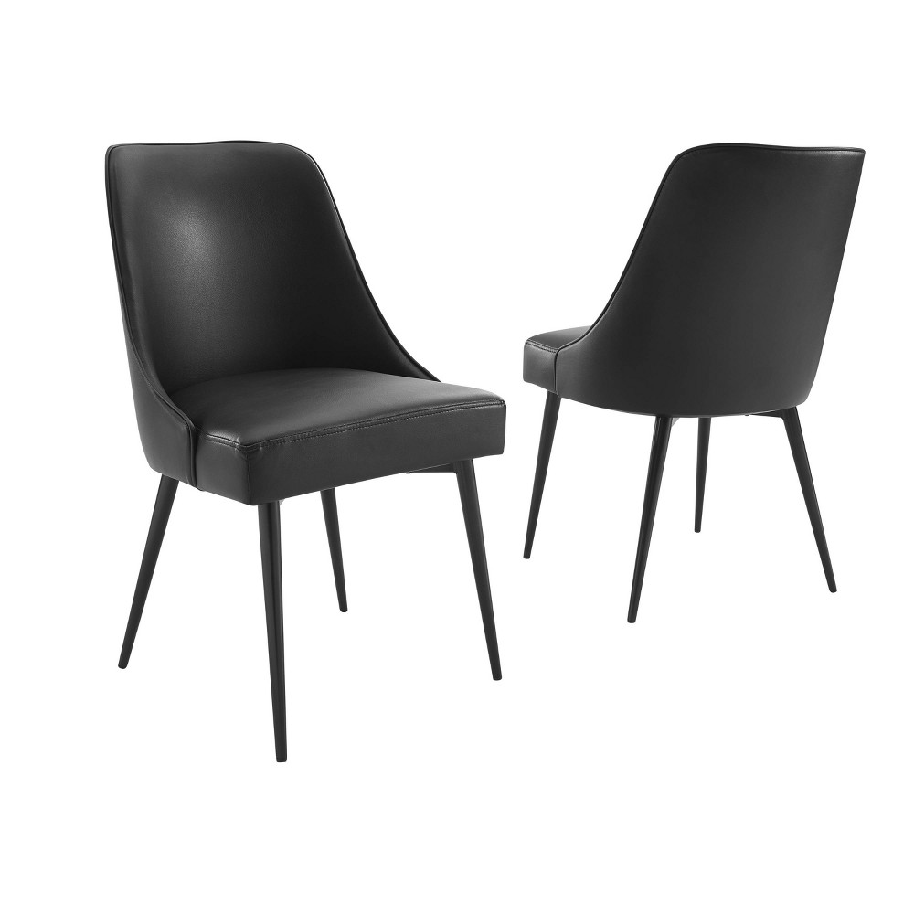 Photos - Dining Table 18" Set of 2 Colfax Side Chairs Black - Steve Silver Co.: Mid-Century Modern, Faux Leather, Metal Legs