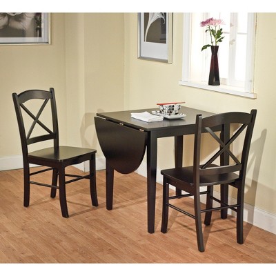 3 Piece Tiffany Dining Table Set Wood/Black - TMS