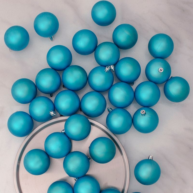 Northlight 60ct Turquoise Blue Shatterproof Matte Christmas Ball Ornaments 2.5" (60mm), 2 of 4
