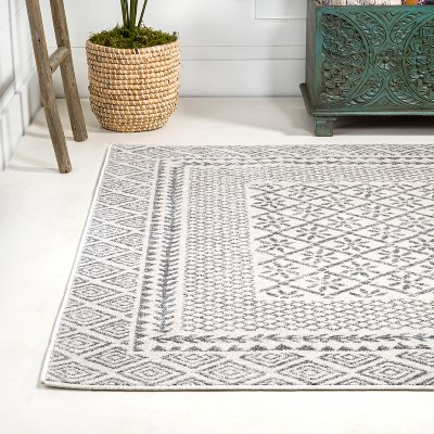 Athens Geometric Boho 5x8 Gray Synthetic Area Rug