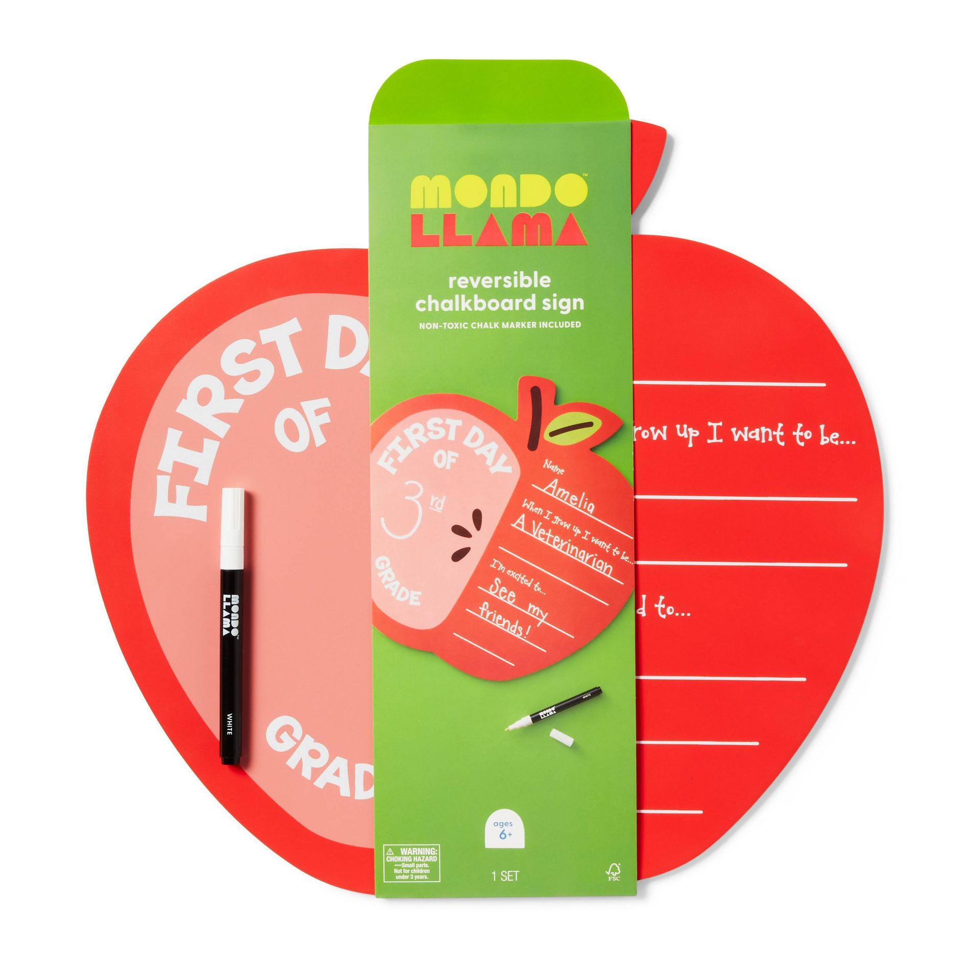 Apple First Day of School Chalk Marker Sign - Mondo Llama™