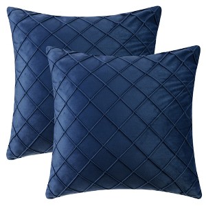 Unique Bargains Velvet Solid Geometric Textured Pillow Covers 2 Pcs - 1 of 4