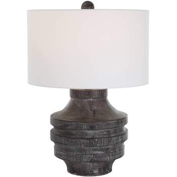 Uttermost Timber Black Stain Faux Wood Grain Accent Table Lamp