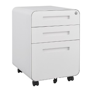 3 Drawer Mobile File Cabinet with Lock, Metal Under Desk Rolling Filing Cabinets, Fully Assembled 5-Wheel Office Cabinet for Home Office Letter - 1 of 4