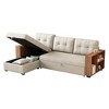VYNXARIA Upholstered Pull Out Sectional Sofa with Storage Chaise, Convertible Corner Couch, Dark Grey-Wooden handrail - 3 of 4