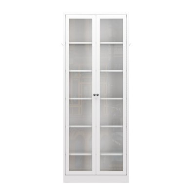GlasFlength Kitchen Storage Farmhouse Kitchen Pantry Cabinet Freestanding Cupboard Accent Storage Cabinet for Kitchen, White, 27.6"*13.8"*72"