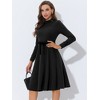 Allegra K Women's Elegant Work Sheath Mock Neck Flare Long Sleeve Knit Midi Dress - 2 of 4