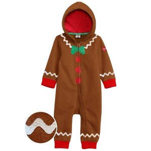Tipsy Elves Baby / Toddler Gingerbread Man Jumpsuit - Cute One-Piece Christmas Gingerbread Pajamas for Baby / Toddler - 1 of 1