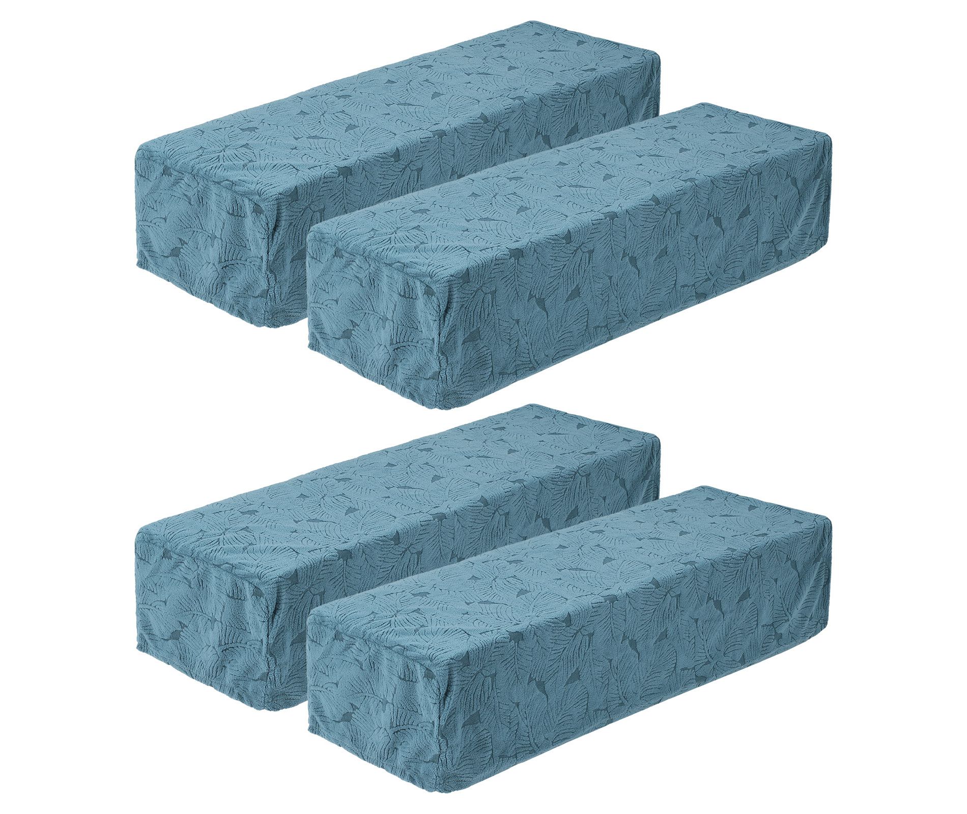 Unique Bargains Non-Slip Soft Stretch Leaf Pattern Armchair Slipcovers Sky Blue 4 Pcs