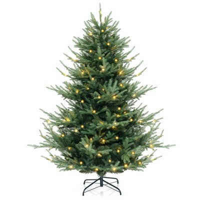 Tangkula 6 FT Prelit Artificial Christmas Tree w/ 778 PVC PE Branch Tips 240 Warm White LED Lights