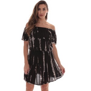 Riviera Sun Womens Tie Dye Off-Shoulder Rayon Crepe Printed Sundress for Women - 1 of 3