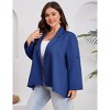 Womens Plus Size Blazers Long Sleeve Classic Draped Open Front Lightweight Cardigans - 3 of 4
