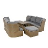 Yami 5-piece Wicker Patio Conversation Set with Cushions, Outdoor Furniture Set with Coffee Table, Loveseat Sofa and Ottoman - Maison Boucle - 3 of 4
