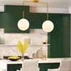 Rennnsan Elione 36"W 2-Light Linear Milk Glass Modern Dimmable Kitchen Island Pendant in Gold - 2 of 4